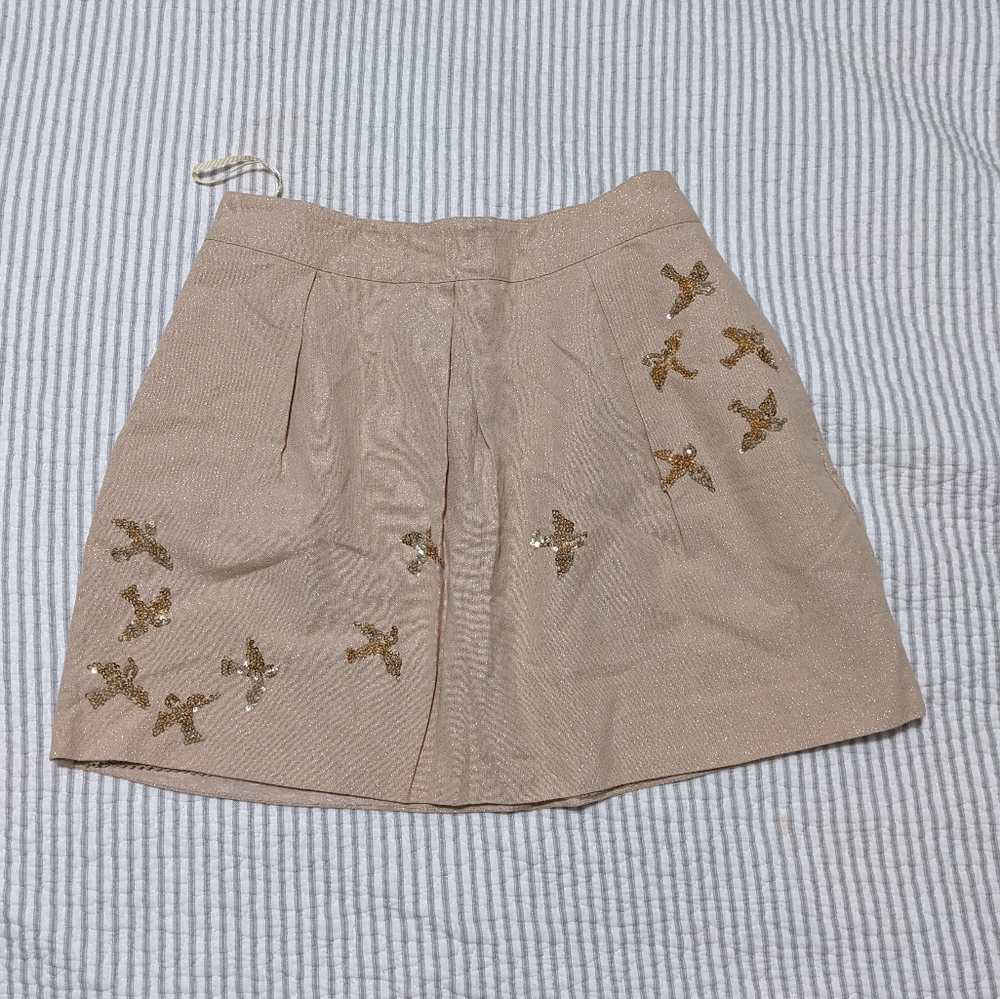 Anthropologie Leif Notes Gold Glitter Skirt